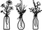 Black Metal Flower Wall Art Set of 3 Rustic Farmhouse Minimalist Floral Decor